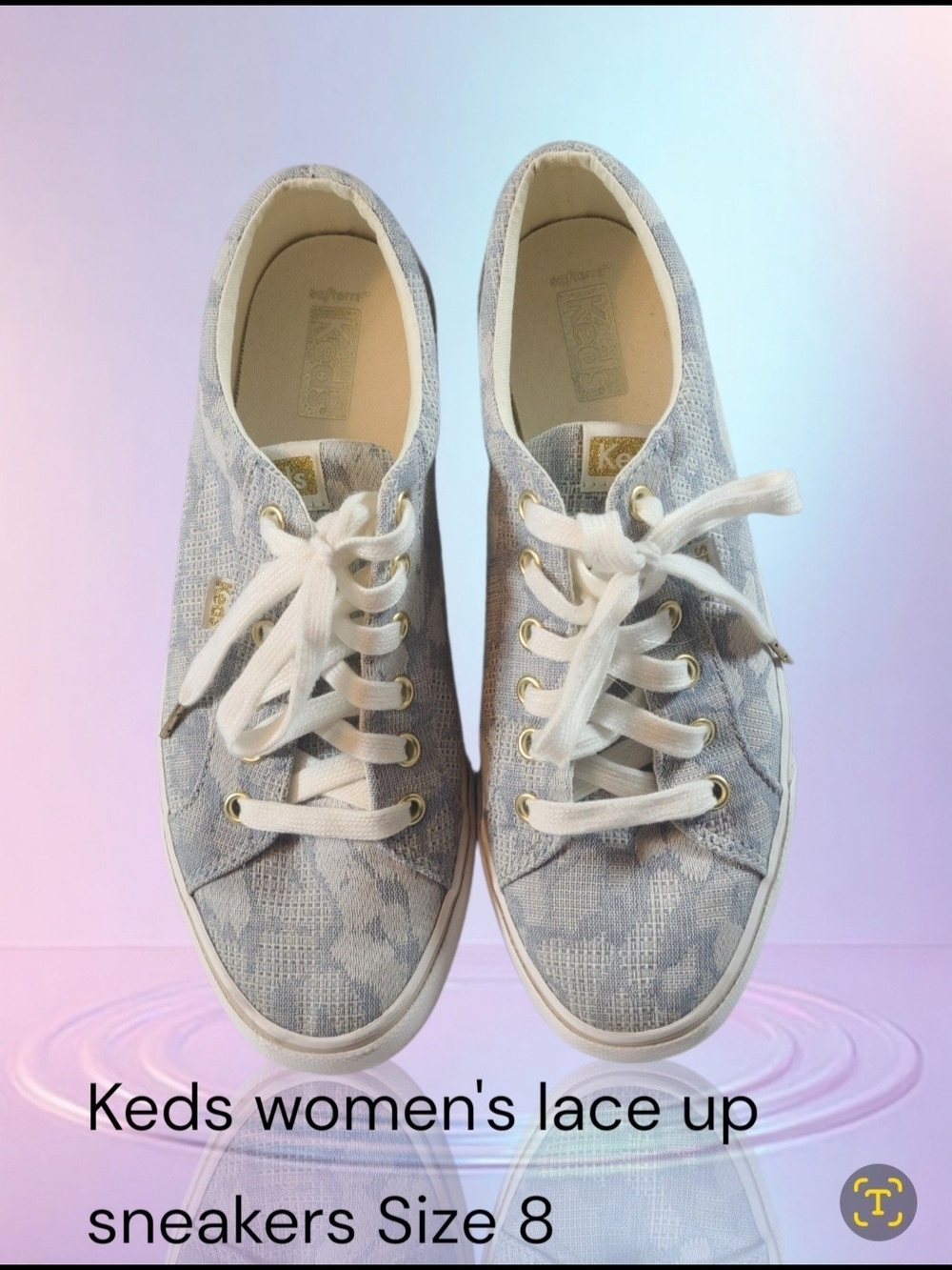 Keds Verstile Cute Women's Low-Top Lace-Up Sneakers - Light Blue & White Sz 8
